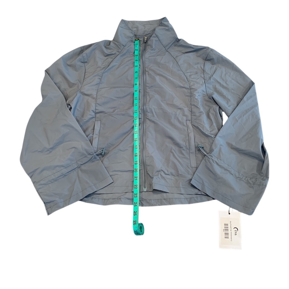 ZYIA Active Womens Drawstrings Blue Windbreaker Ultra Light Full Zip Nylon NWT
